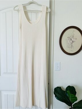 Sleeveless Ribbed Cream Maxi Dress Altrd State By Together Beige Off White M